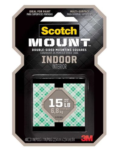 Scotch Mounting Squares 111H-SQ-48 Indoor 25mm, Pack of 48