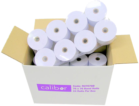 Bond Plain Paper Rolls 76x76mm 1-Ply - Box of 24