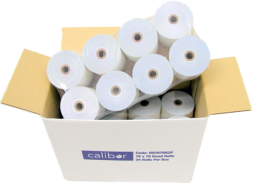 Bond Plain Paper Rolls 76x76mm 2-Ply - Box of 24