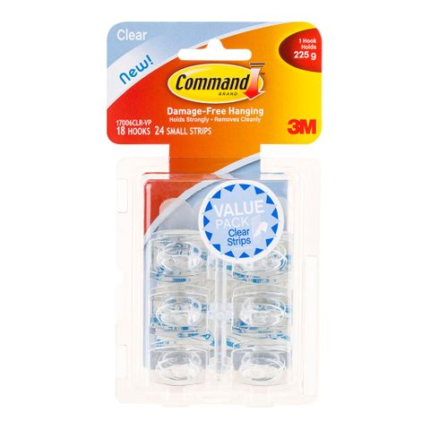 3M Command Hook Mini Clear Value Pack, pkt 18