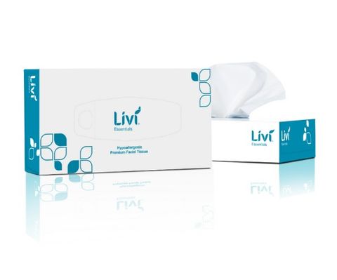 Livi Essentials Premium 2 ply 100 Sheet Facial Tissues, Ctn 30