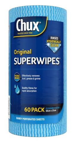 Chux Original Superwipes Assorted Colours, Pkt 60