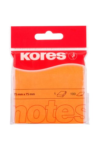 Kores Neon Sticky Notes 75x75mm Orange