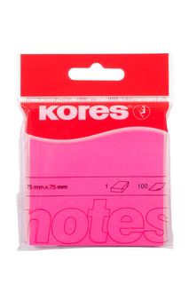 Kores Neon Sticky Notes 75x75mm Pink