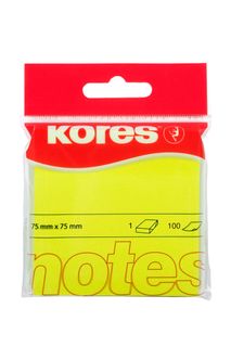 Kores Neon Sticky Notes 75x75mm Yellow
