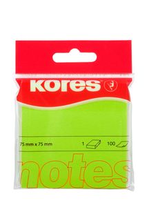 Kores Neon Sticky Notes 75x75mm Green