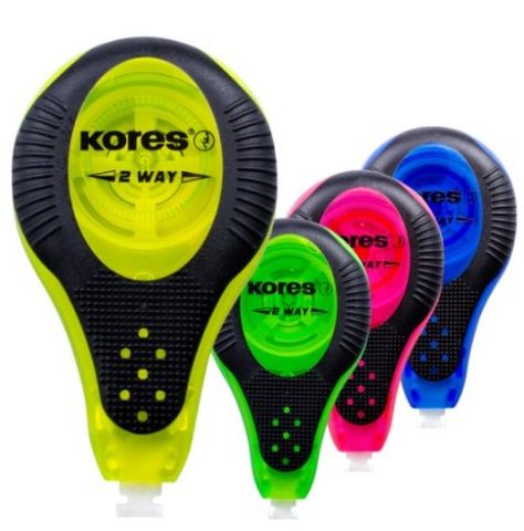 Kores 2Way Neon Correction Tape (Assorted Colours)