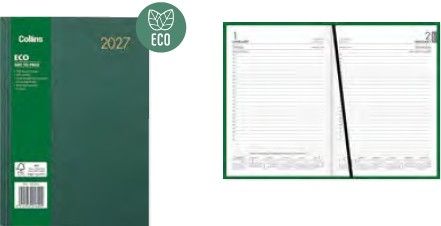 2027 Collins A51 Eco Diary, Day To Page, Green