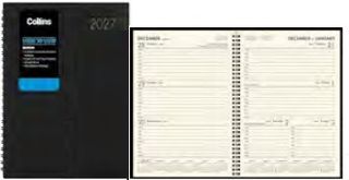 104216 - 2027 Collins Boston A53 Diary, Week to view Wiro, Black