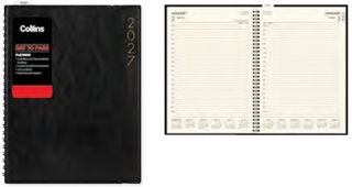 2027 Collins Platinum A41 Diary, Day To Page, Wiro,  Black