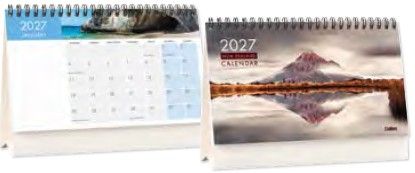 104217 - 2027 Collins Flip Over Desk Calendar. 210x150mm Landscape. Month to view. Wiro.