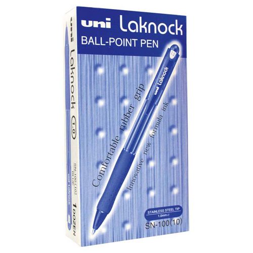 Uni Laknock 1.0mm Retractable Medium Blue SN-100 (Must Order in Multiples of 12)
