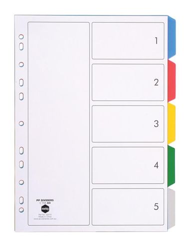 5 tab Coloured Indices