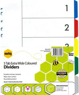 5 TAB COLOUR EXTRA-WIDE PVC D