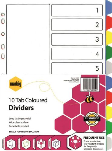 A4 10 Tab Polyprop Indices