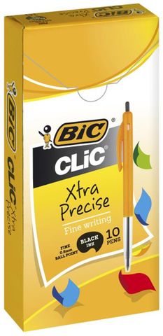 BIC CLIC FINE BALLPOINT PEN (BLACK) BOX 10