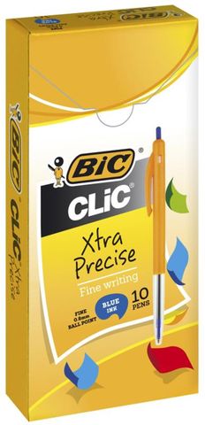 BIC CLIC FINE BALLPOINT PEN (BLUE) BOX 10