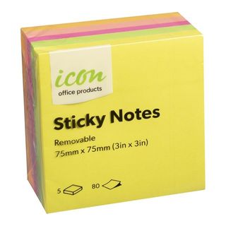 ICON STICKY NOTES 75X75MM NEO
