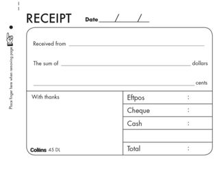 RECEIPT BOOK, 45DL