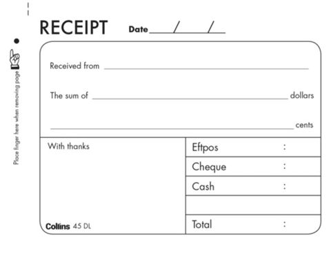 RECEIPT BOOK, 45DL