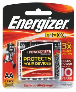 ENERGIZER AA ALKALINE MAX BATTERY PKT 4