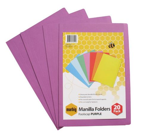 COLOURED FILE FOLDERS PUR X20