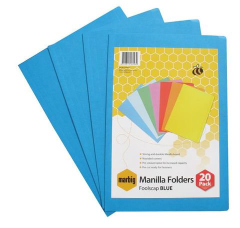 COLOURED FILE FOLDER BLU X20