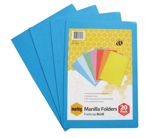 COLOURED FILE FOLDER BLU X20