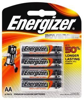 ENERGIZER AA ALKALINE ADVANCED BATTERY PKT 4