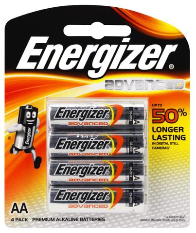 ENERGIZER AA ALKALINE ADVANCED BATTERY PKT 4