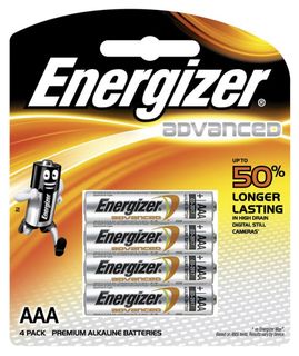 ENERGIZER AAA ALKALINE ADVANCED BATTERY PKT 4