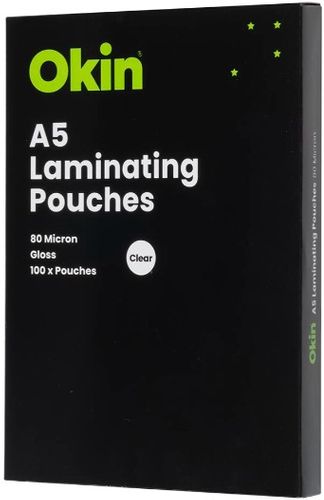 Laminating Pouches A5 Gloss 80mic, Pack of 100