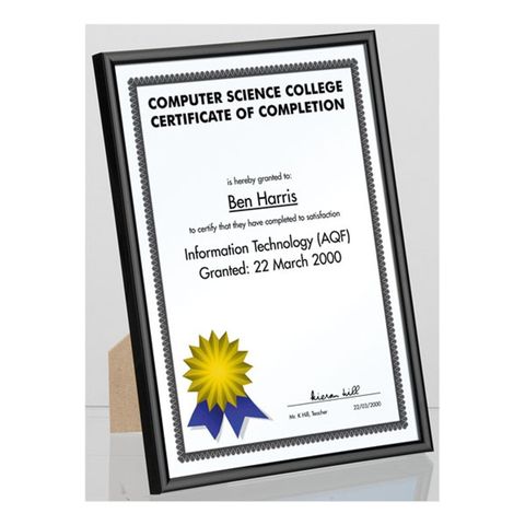 CERTIFICATE FRAME A4 BLACK