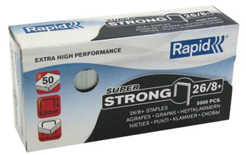 RAPID SUPER STRONG STAPLES, 26/8 BOX 5000