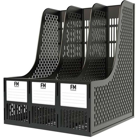 FM Magazine Holder 3 section Black Plastic 255x315x260mm