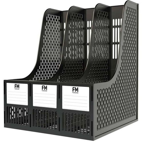 FM Magazine Holder 3 section Black Plastic 255x315x260mm