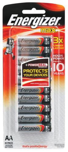 ENERGIZER AA ALKALINE MAX BATTERY PKT 10