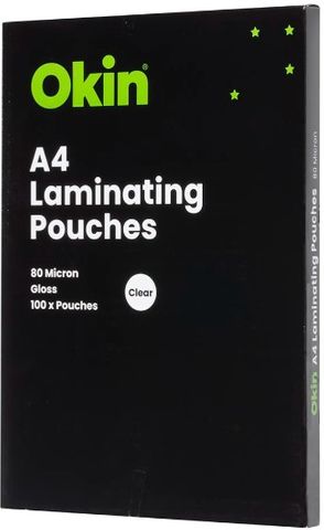 Laminating Pouches A4 Gloss 80mic Pack 100