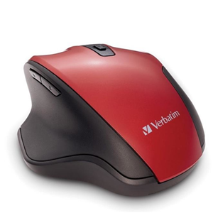 Verbatim Silent Ergonomic Wireless Blue LED Mouse - Red