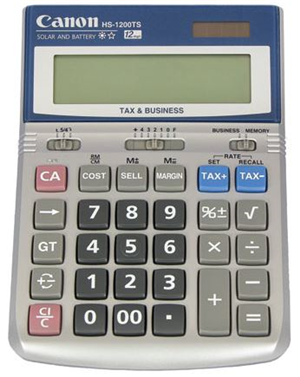 Canon HS-1200TS Solar & Battery 12 Digit Calculator with Tax