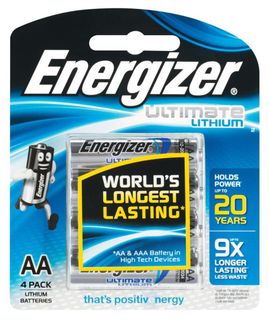 ENERGIZER AA LITHIUM BATTERY PKT 4