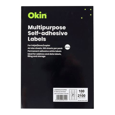 A4 SOFTWARE LABELS L21 PKT 100