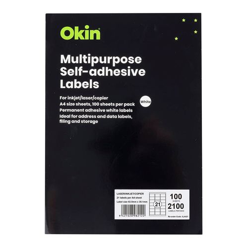 A4 SOFTWARE LABELS L21 PKT 100