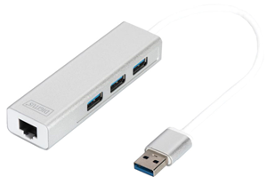 Digitus USB 3.0 3-Port Hub & Gigabit LAN Adapter