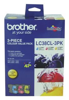 Brother LC38CL3PK CMY Colour Ink Cartridges (Triple Pack)