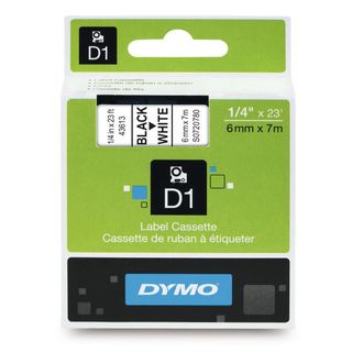 DYMO D1 TAPE 6MM X 7M (BLACK/W