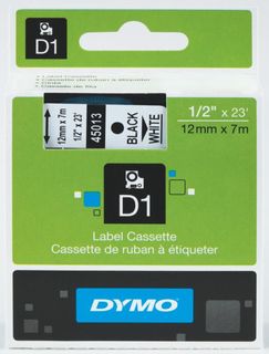 DYMO D1 TAPE  12MMX7M (BLACK/W