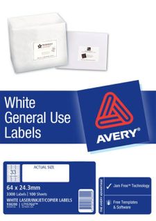 AVERY GENERAL USE LABELS L7157 33 LABELS/SHEET