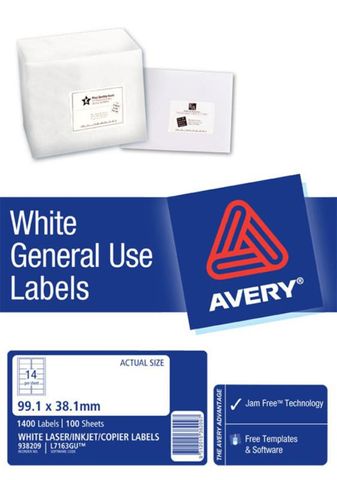 AVERY GENERAL USE LABELS L7163 14 LABELS/SHEET