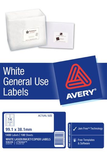 AVERY GENERAL USE LABELS L7163 14 LABELS/SHEET